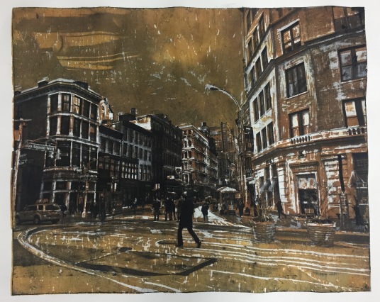 2015-7-29 Union SQ woodcut rolled ocre with photo blue-black_3096